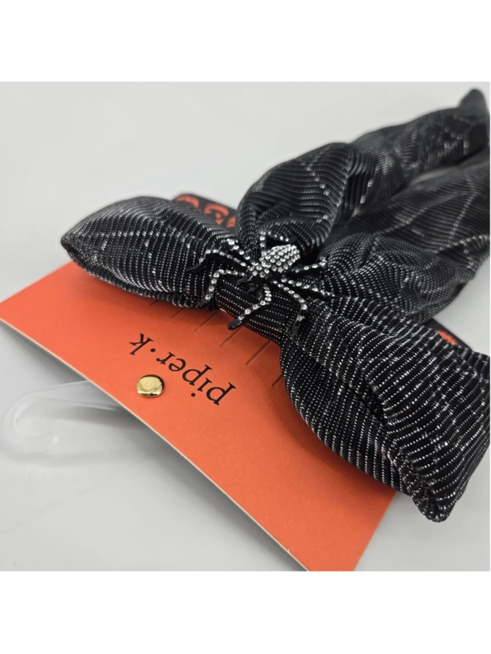 Black Spiderweb Bow Barrette Halloween Hair Clip Coquette Spider Piper K NWT